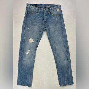 Replay Waiton Denim Jeans Men Size 30 x 26 Blue Distressed Studded Back Pocket